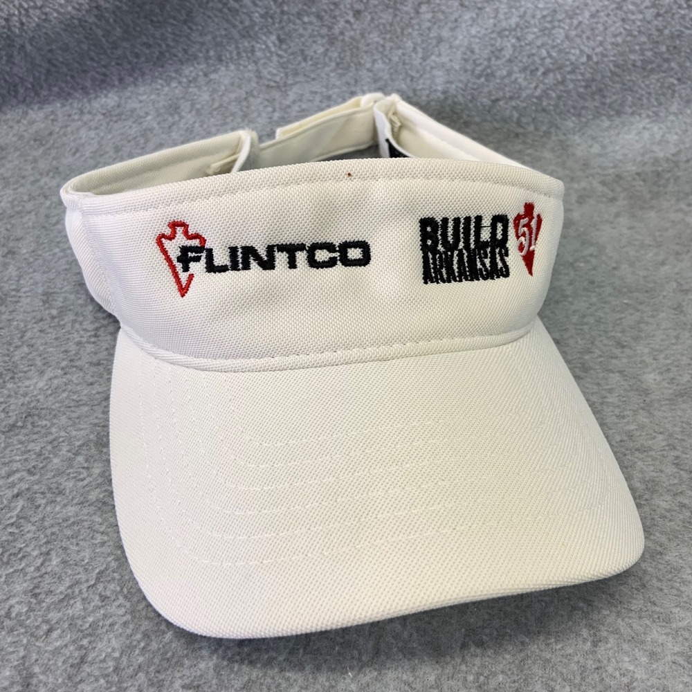 Flintco Build Arkansas Unisex White Yupoong Visor Flexfit Tech OSFA
